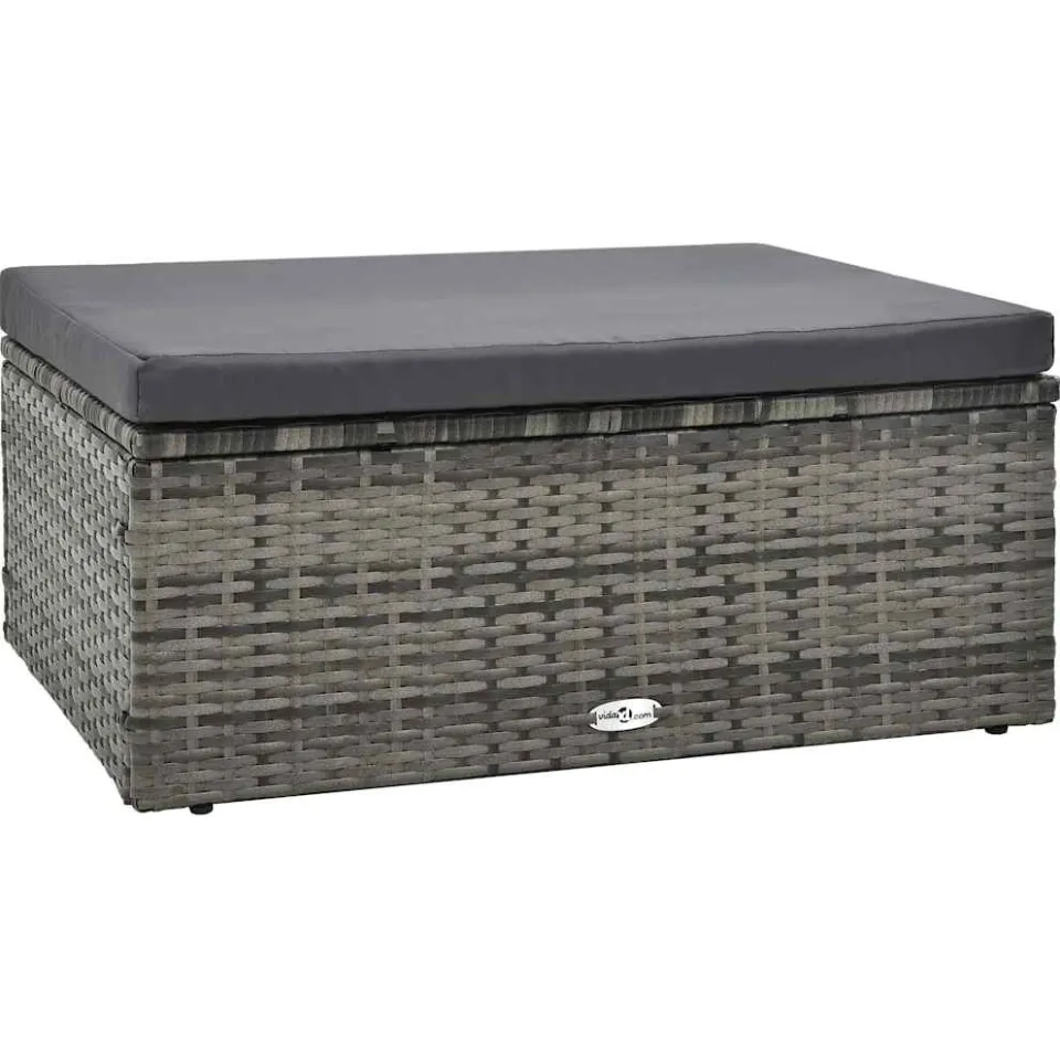 vidaXL 5-delige Loungeset met kussens poly rattan grijs, foto 4