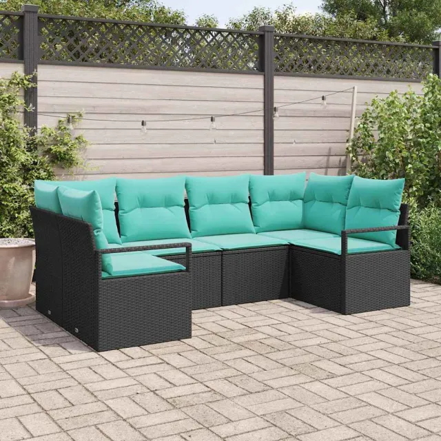 vidaXL Bankstel 6 st Zwart [Synthetisch]: Poly Rattan