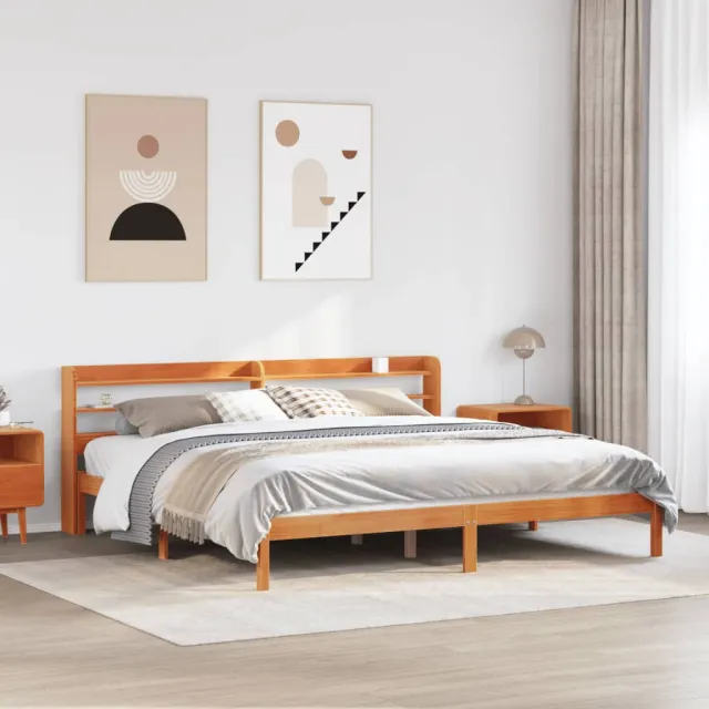 vidaXL Bedframe met hoofdbord massief grenenhout wasbruin 200x200 cm bruin