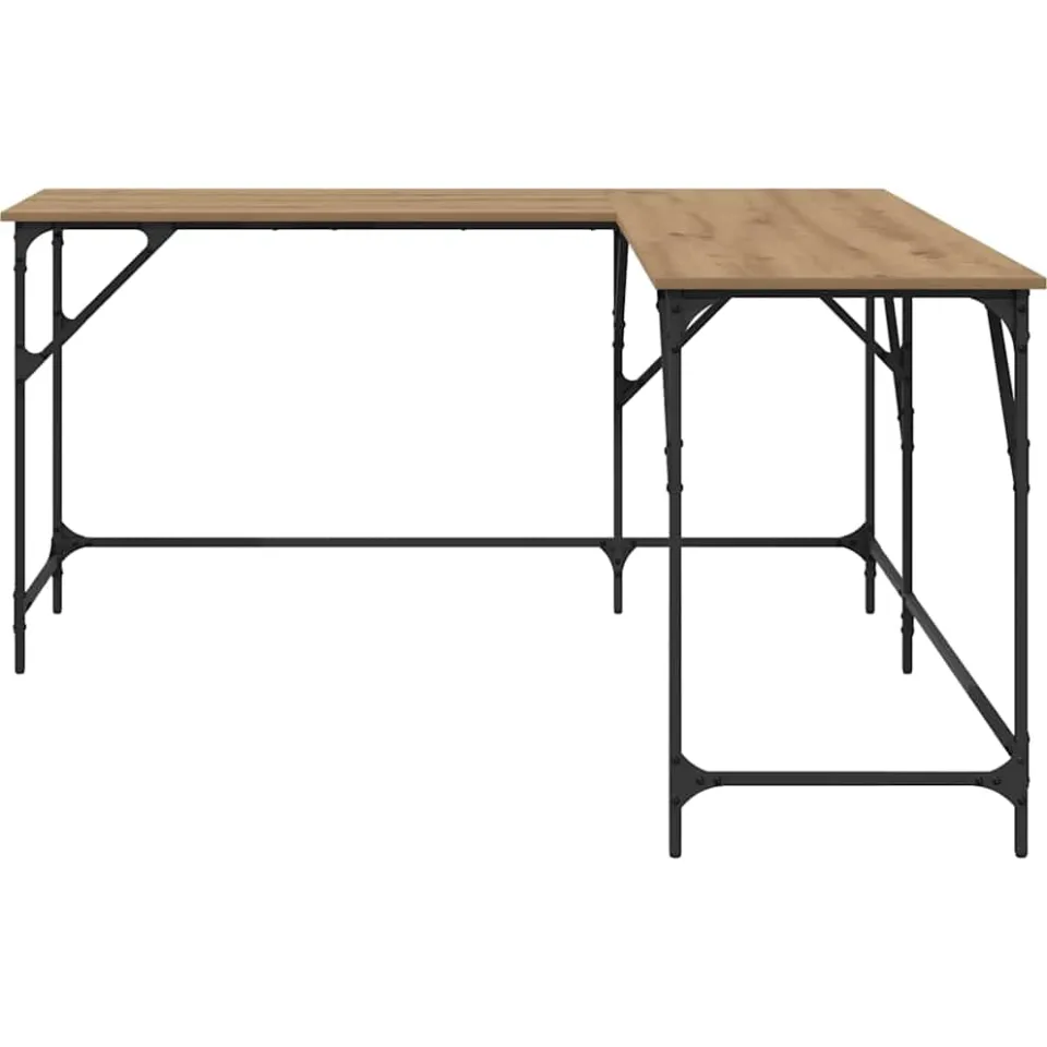 vidaXL Bureau Artisan Eiken Bewerkt hout 149 x 149 x 75 cm, foto 3