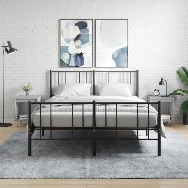 vidaXL Nachtkastjes 2 st 40x35x50 cm bewerkt hout grijs sonoma eiken, foto 2