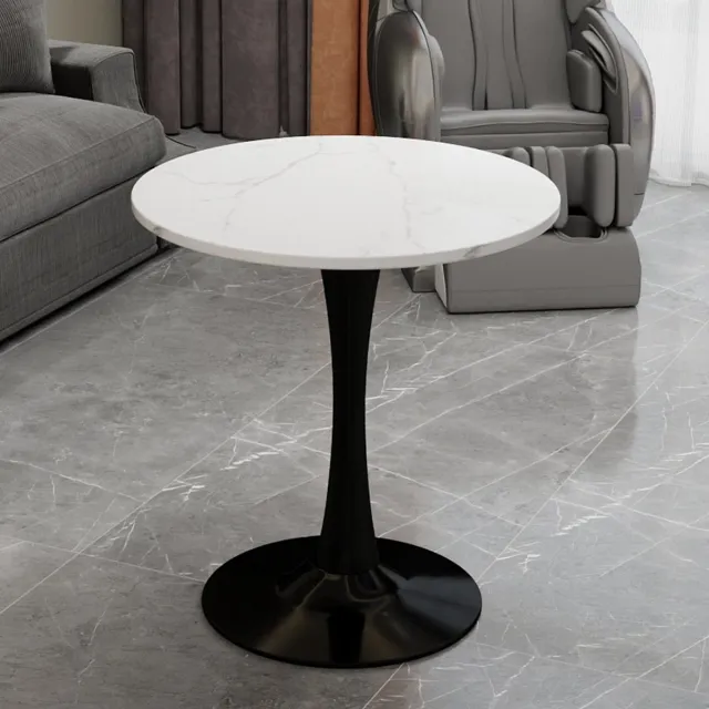 REDOM Ronde Salontafel - Minimalistisch Ontwerp - Voor Woonkamer Of Eethoek - Kunstmarmer - Zwart Wit Zwart-wit