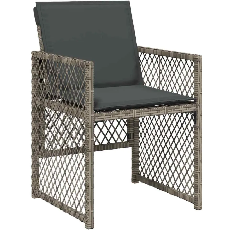 vidaXL 15-delige Tuinset met kussens poly rattan grijs