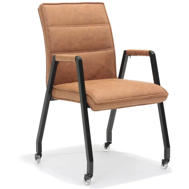 armstoel Carmen wielen cognac Bruin