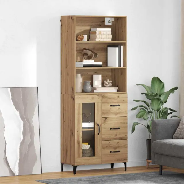 vidaXL Hoge kast Artisan Eiken 69,5 x 34 x 180 cm Bewerkt hout, foto 2