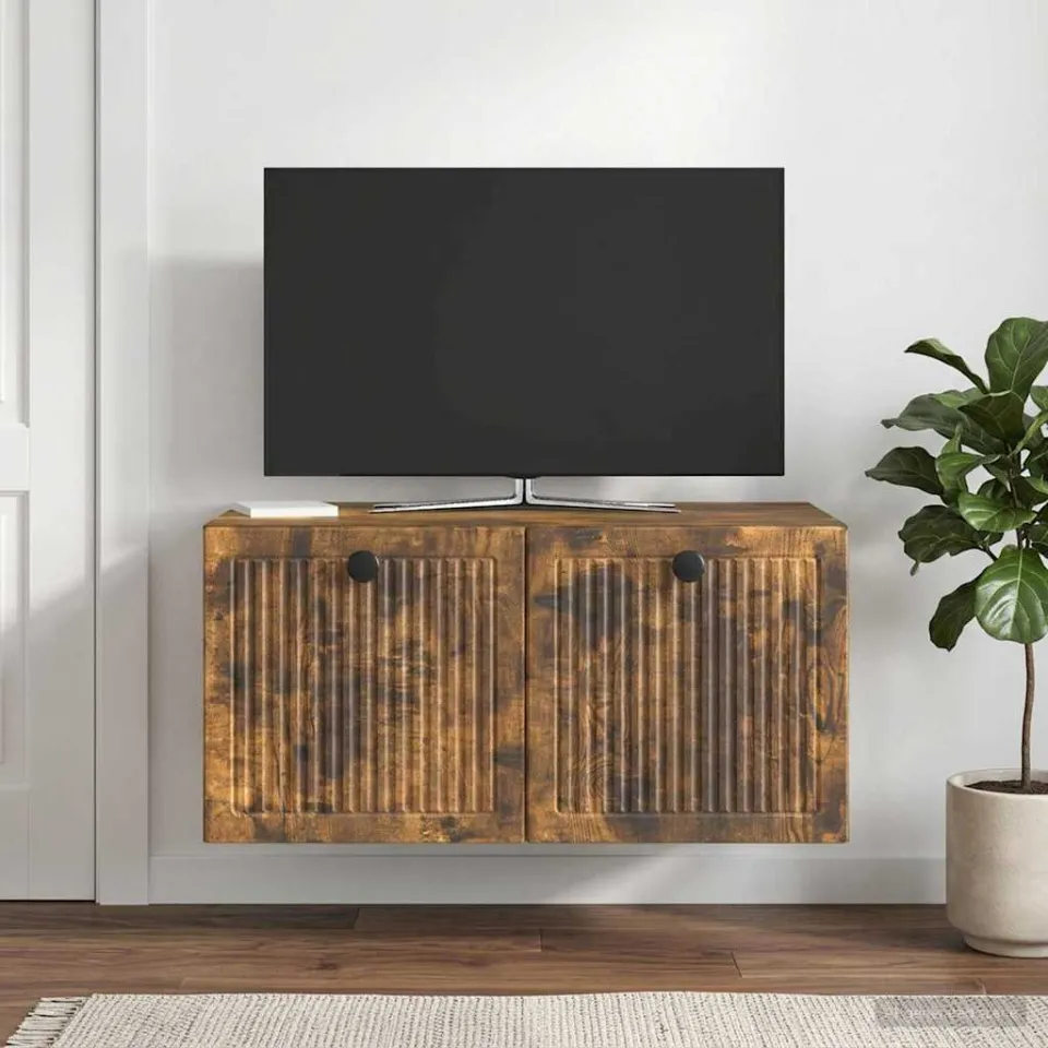 vidaXL Wandbeugel TV-kast Gerookt eiken 59,5 x 41 x 30 cm Bewerkt hout, foto 4