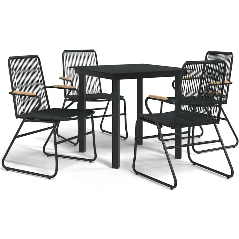 vidaXL 5-delige Tuinset PVC-rattan zwart