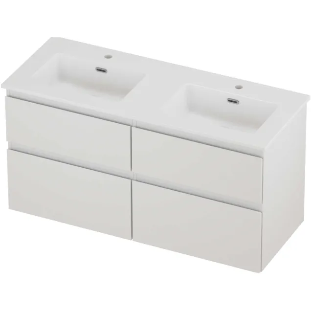 Proline Tribute Badmeubelset Porselein Elegant 2 Kraangaten 120x46x62 cm Glans Wit Glans Wit