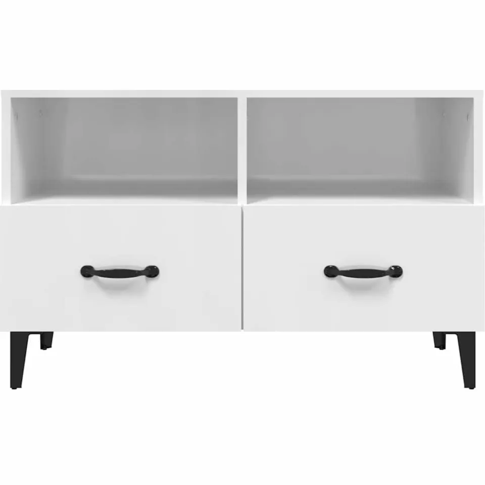 vidaXL Tv-meubel 80x36x50 cm bewerkt hout hoogglans wit, foto 4
