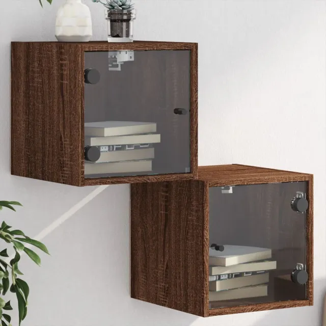 vidaXL Bedside Cabinet 2 st Brown Oak 13.8x14.6x13.8 in, foto 2