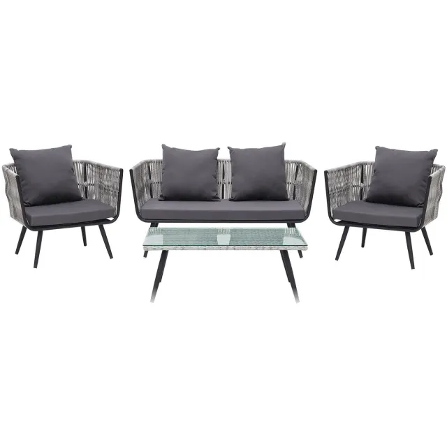 Beliani RAGUSA - Loungeset voor 4 - Grijs - PE rotan
