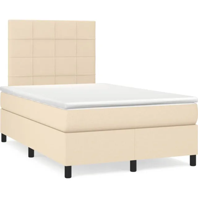 vidaXL Boxspring met matras stof crèmekleurig 120x190 cm