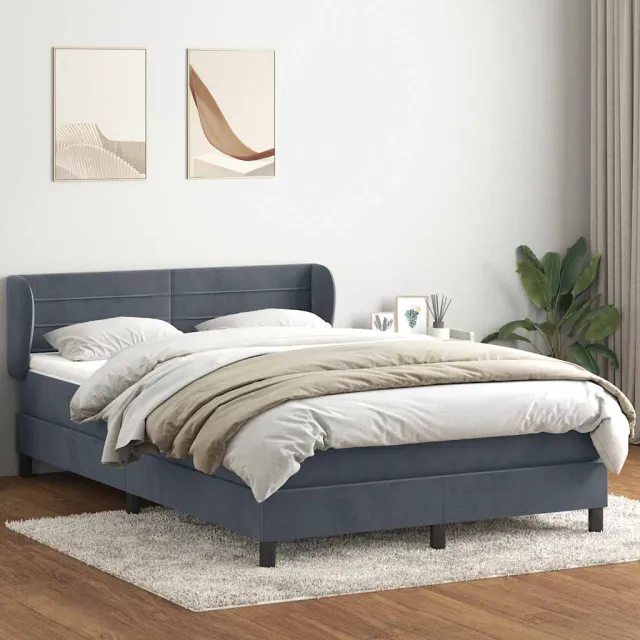 vidaXL Boxspring met matras fluweel donkergrijs 160x210 cm grijs