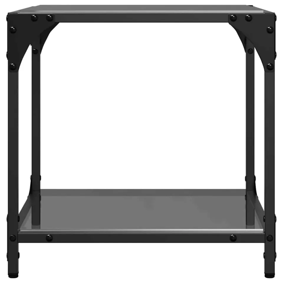 vidaXL Salontafels 2 st met zwart glazen blad 40x40x40 cm staal