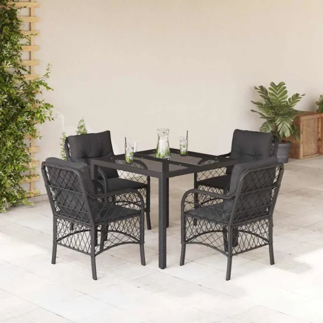vidaXL 5-delige Tuinset met kussens poly rattan zwart, foto 2