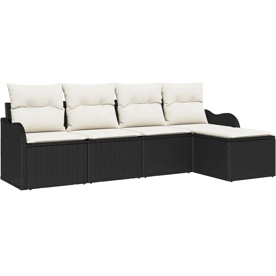 vidaXL Tuin Sofa Set 5 st Zwart poly rattan