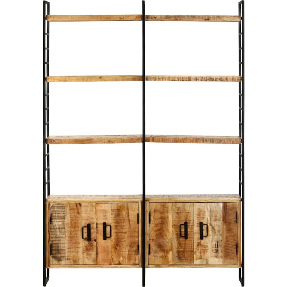 vidaXL Boekenkast met 4 schappen 124x30x180 cm ruw mangohout bruin, foto 2