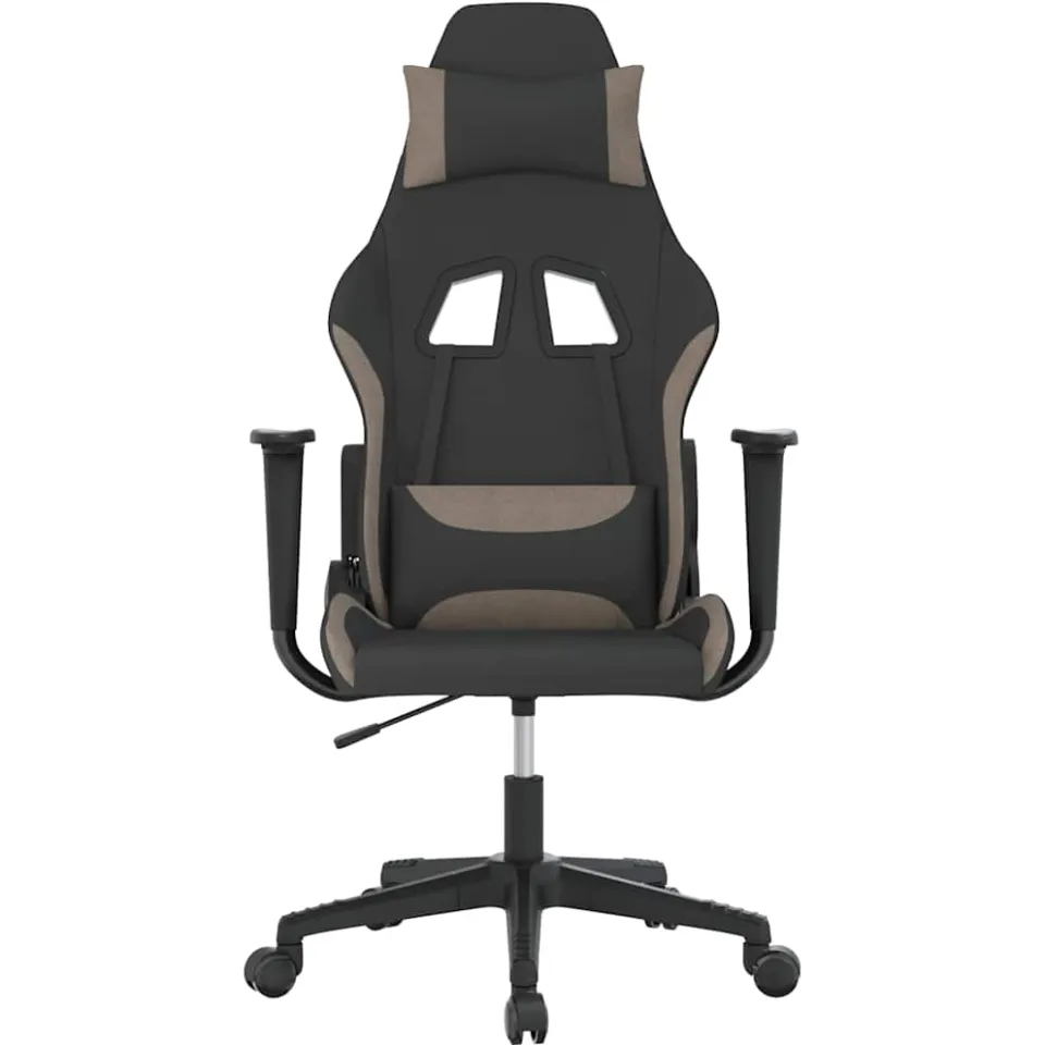vidaXL Massage gamestoel stof zwart en taupe