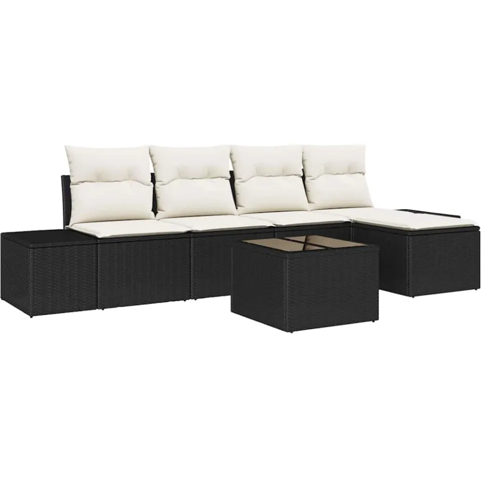 vidaXL Tuin Sofa Set 6 st Zwart poly rattan, foto 4
