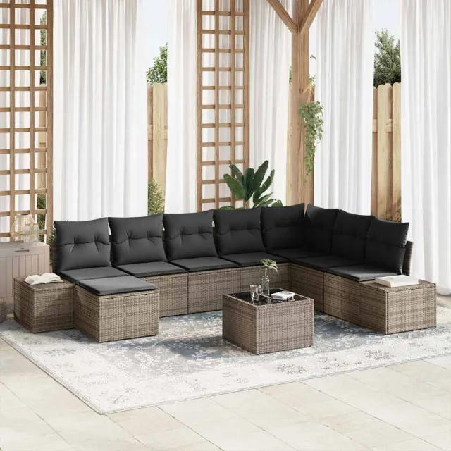 vidaXL Tuin Sofa Set 8 st Grijs poly rattan, foto 2