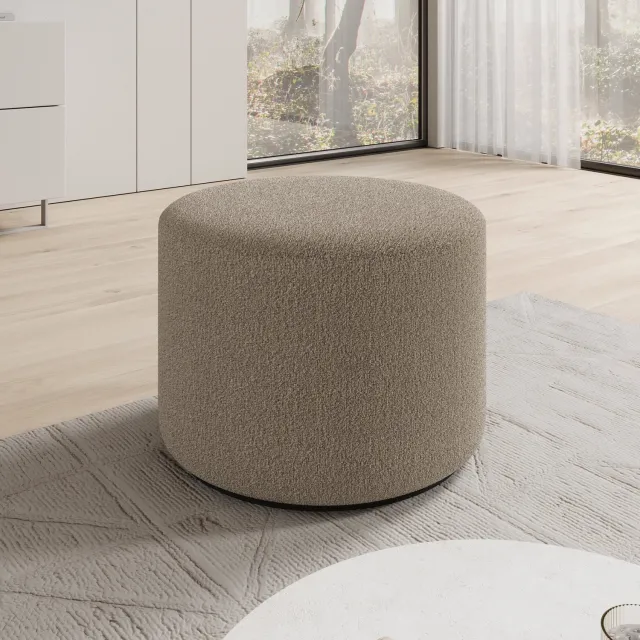 MEUBELLA Caracas - Poef - Stof beige - 61x61x44 cm