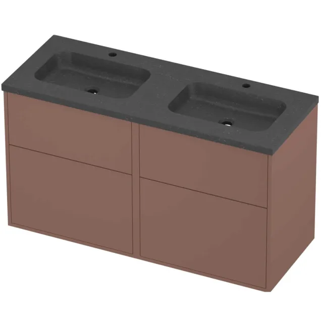 Proline Rollo Badmeubelset Hardsteen Elegant Dubbel 2 Gaten 120x46x67 cm Blue Stone Beauty Blush Rosé Goud