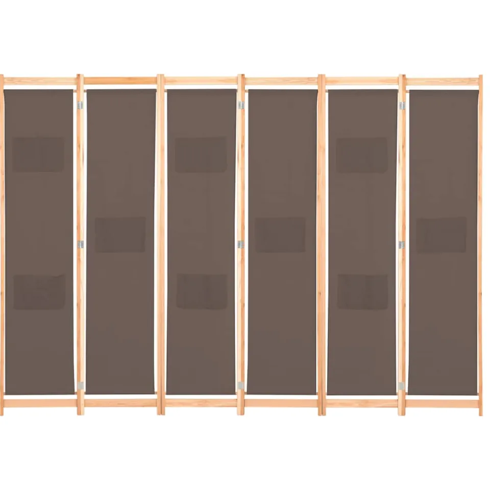vidaXL Kamerscherm met 6 panelen 240x170x4 cm stof bruin, foto 2