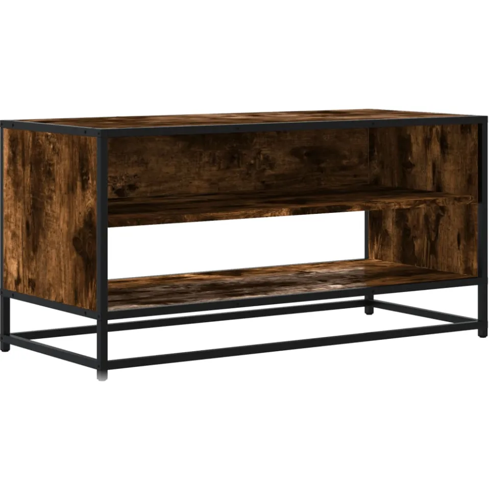 vidaXL Tv-meubel 91x40x46 cm bewerkt hout metaal gerookt eikenkleurig, foto 3