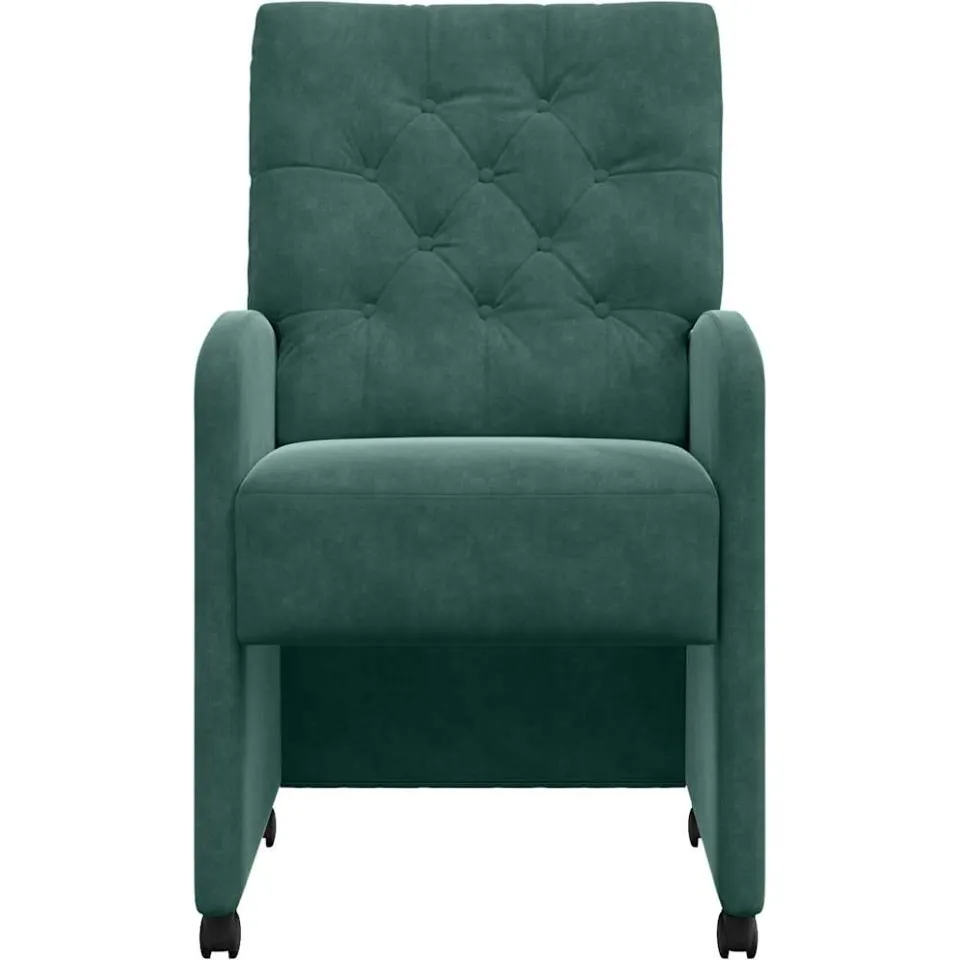vidaXL Eetkamerstoelen met Wieltjes 2 st Fluweel Donkergroen groen, foto 4