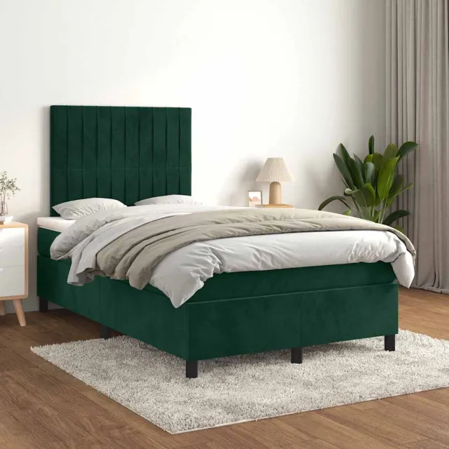 vidaXL Boxspring met matras fluweel donkergroen 120x200 cm groen