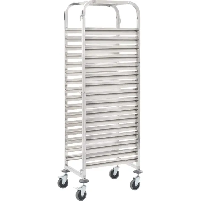 vidaXL Keukentrolley 16-laags 38x55x163 cm roestvrij staal Zilver