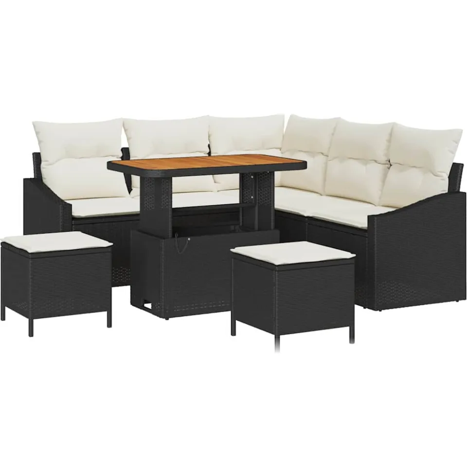 vidaXL Tuinbankenset 8 st Zwart poly rattan