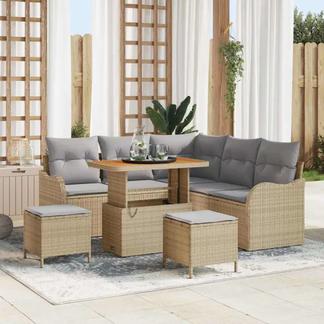 vidaXL Tuinbankenset 8 st Beige poly rattan, foto 2