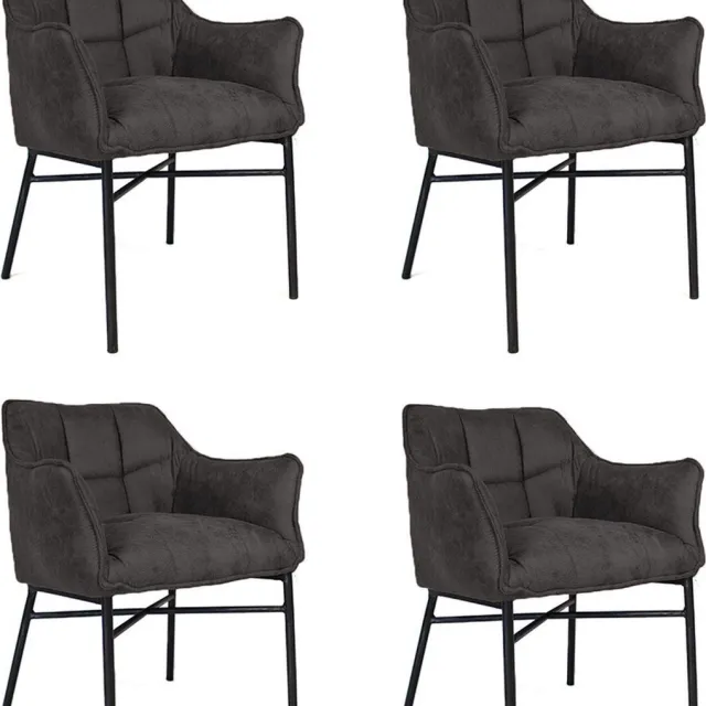 Bronx71 Industriële eetkamerstoel Aaron antraciet - Eetkamerstoelen set van 4 - stoel
