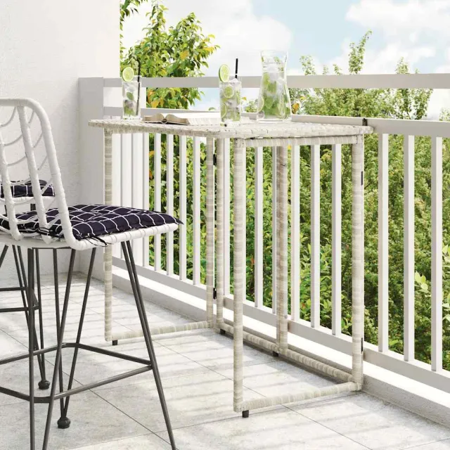 vidaXL Tuintafel inklapbaar 90x51x75 cm poly rattan lichtgrijs grijs