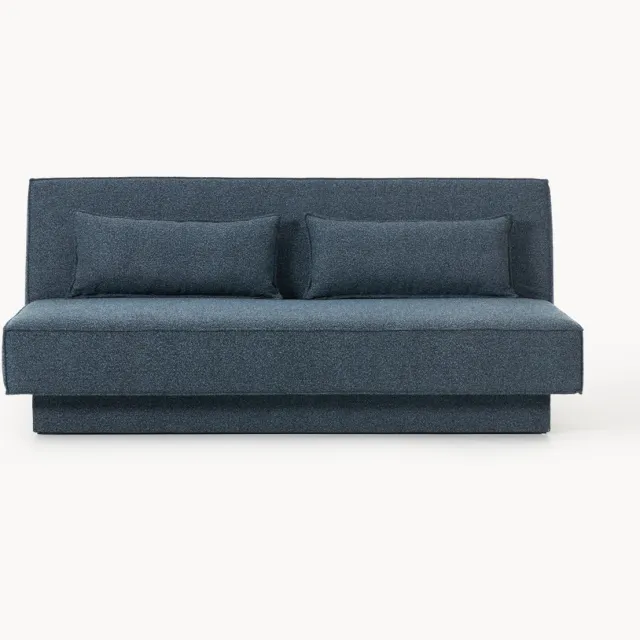 Westwing Collection Bouclé slaapbank David (3-zits) met opbergruimte Blauw