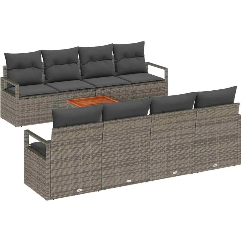 vidaXL Tuinbankenset 9 st Grijs poly rattan