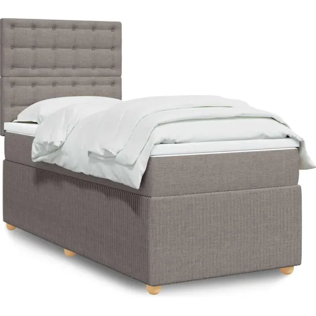 vidaXL Boxspring met matras stof taupe 90x190 cm