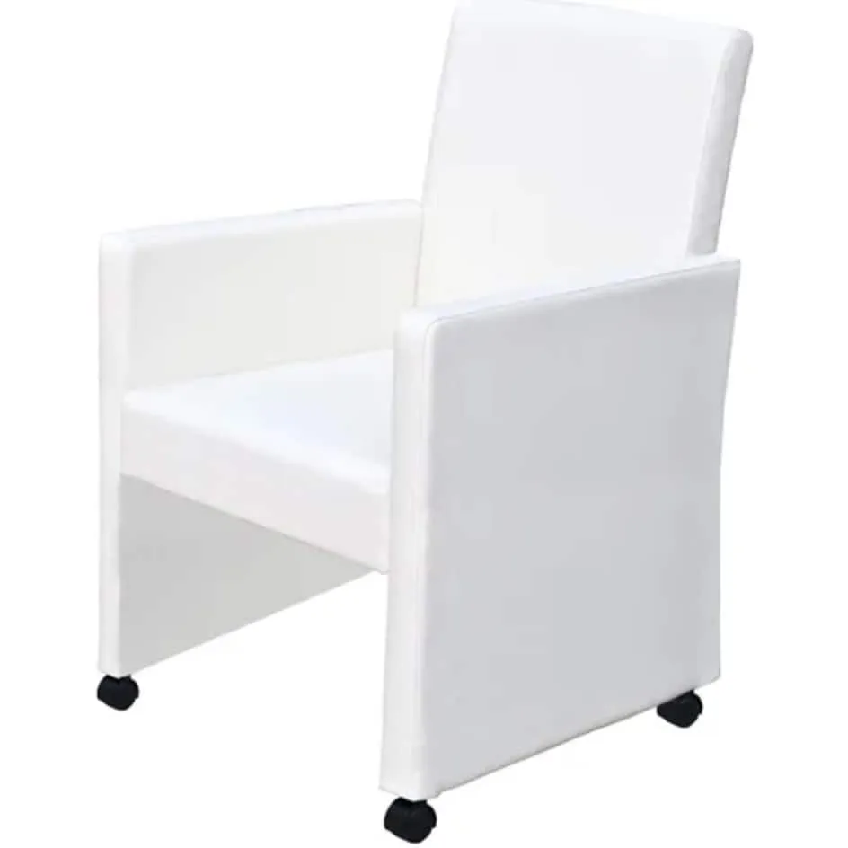 vidaXL Eetkamerstoelen 2 st kunstleer wit