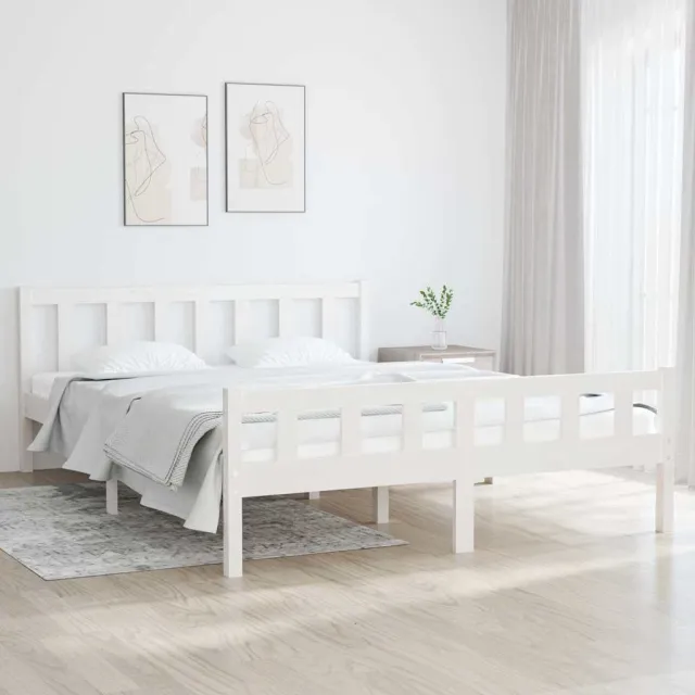 vidaXL Bedframe massief hout wit 150x200 cm