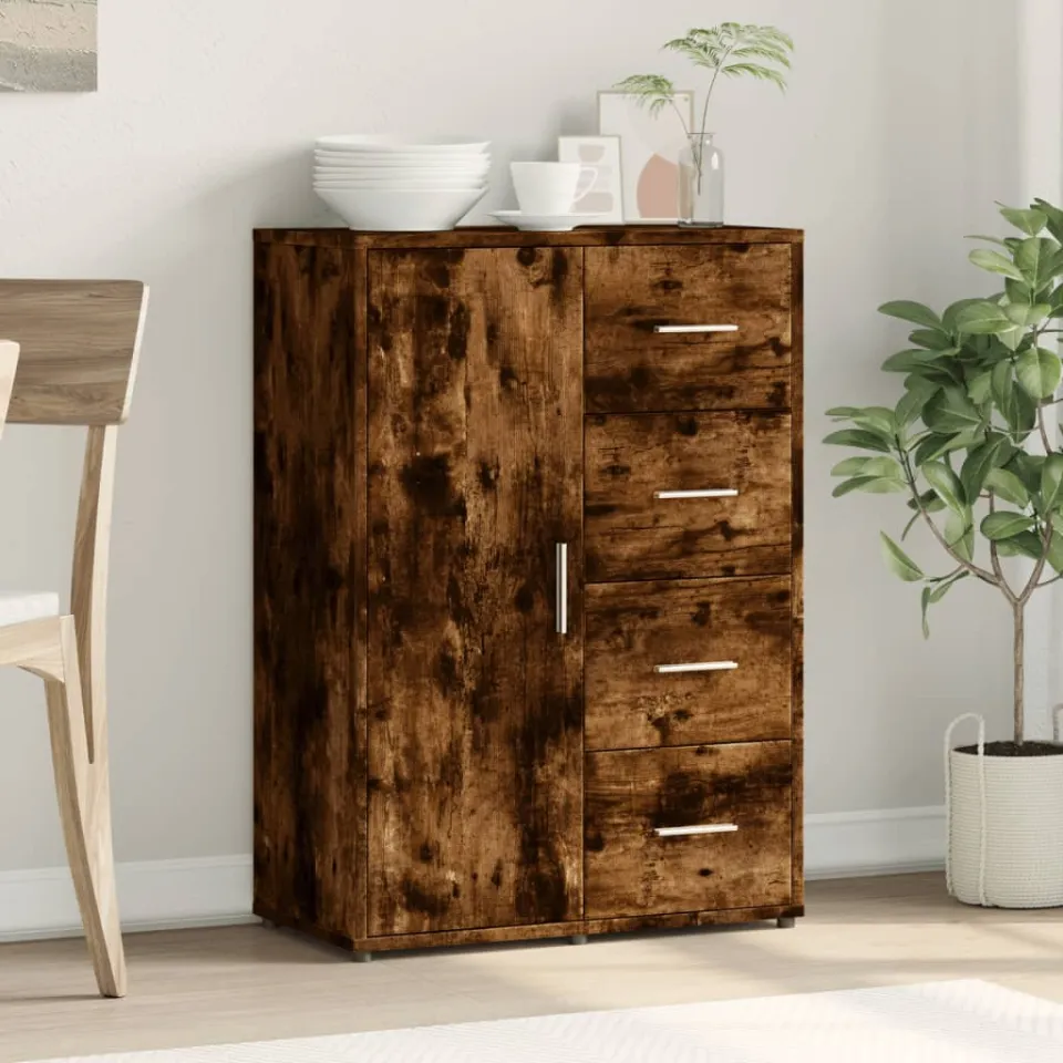 vidaXL Dressoir 60x31x84 cm bewerkt hout gerookt eikenkleurig, foto 3