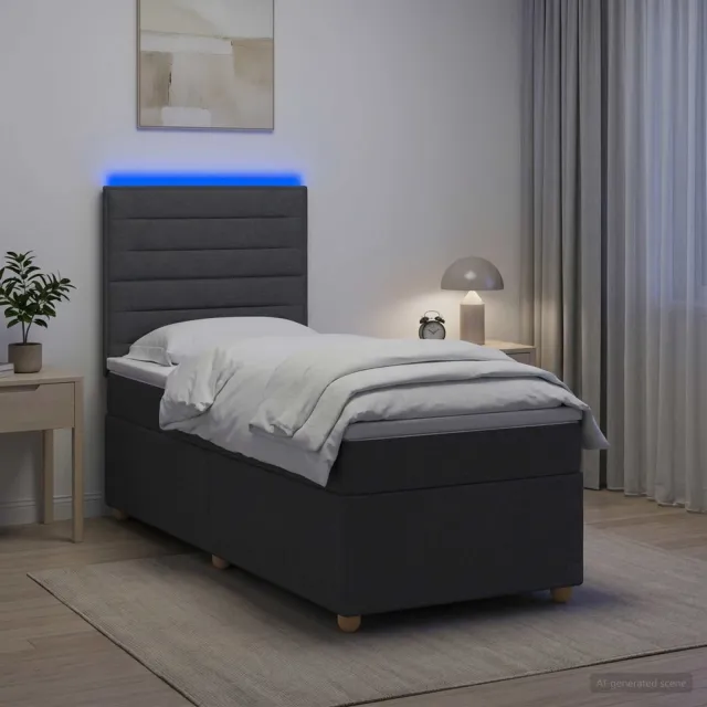 vidaXL Boxspringbed met matras Donkergrijs 100 x 200 cm Stof