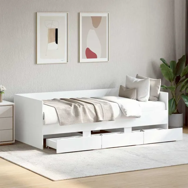vidaXL Slaapbank met lades zonder matras 90x190 cm wit