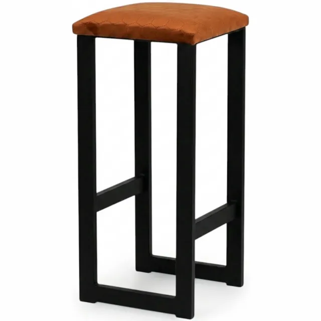 Taborecik Moderne Houten Barkruk met Gestoffeerde Zitting - 75cm Hoog Zwart