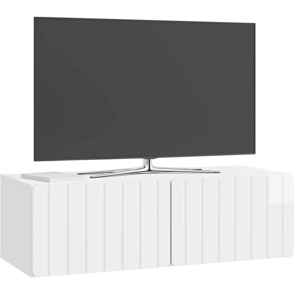 vidaXL Wandbeugel TV-kast 98 x 41 x 30 cm Hoogglans Wit Bewerkt hout, foto 2
