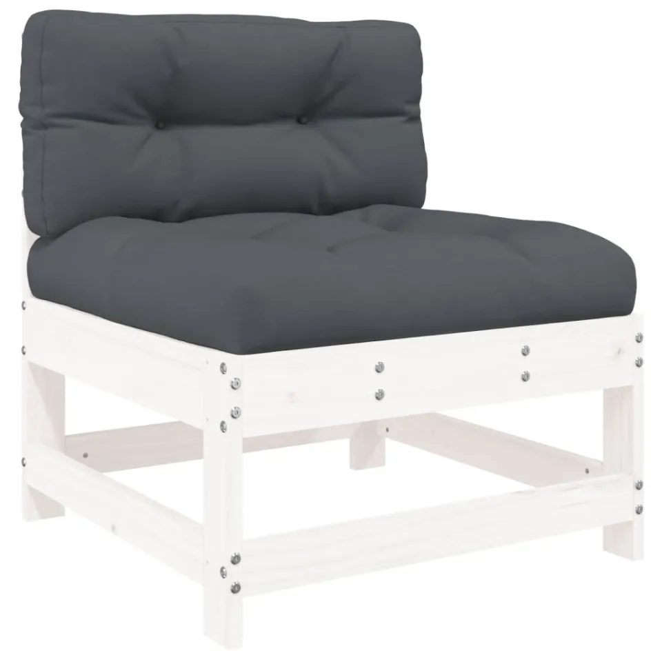 vidaXL 6-delige Loungeset met kussens massief hout wit, foto 4