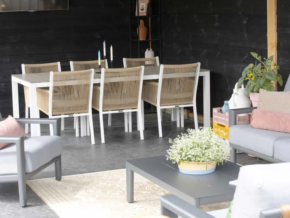 Bellagio tuinmeubelen Bellagio Fidenza dining tuintafel 220x100x75cm wit, foto 3