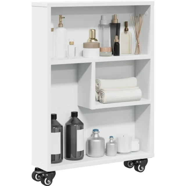 vidaXL Opbergtrolley smal 48x13x68 cm bewerkt hout wit