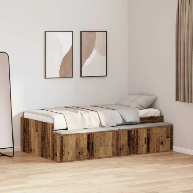 vidaXL Bedframe met lade met opslag Oud Hout 90 x 200 cm Bewerkt hout Bruin
