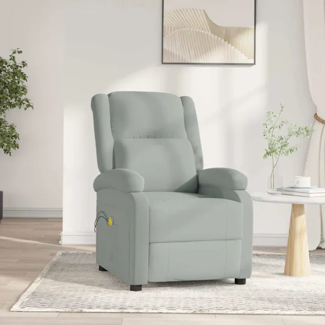 vidaXL Massagestoel elektrisch fluweel lichtgrijs grijs